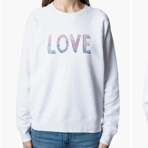 Unworn Sadig & Voltaire Upper Love Strass Graphic Sweatshirt in White